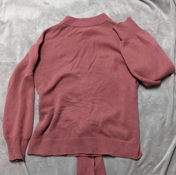 Halogen Dusty Rose Cashmere Blend Tie Front Sweater - Size M - MAKE OFFER - Picture 4 of 7